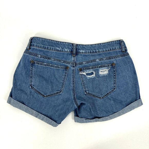 Rue21 Denim Shorts Blue Jean Distressed Cuffed - Picture 5 of 7